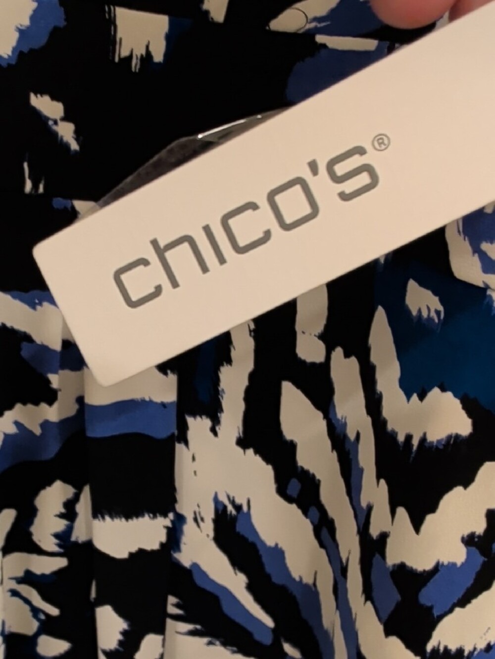 Chico's NWT Chico Size 4x Plus Black Blue White Floral-Abstract Sleeveless Dress - Picture 5 of 9
